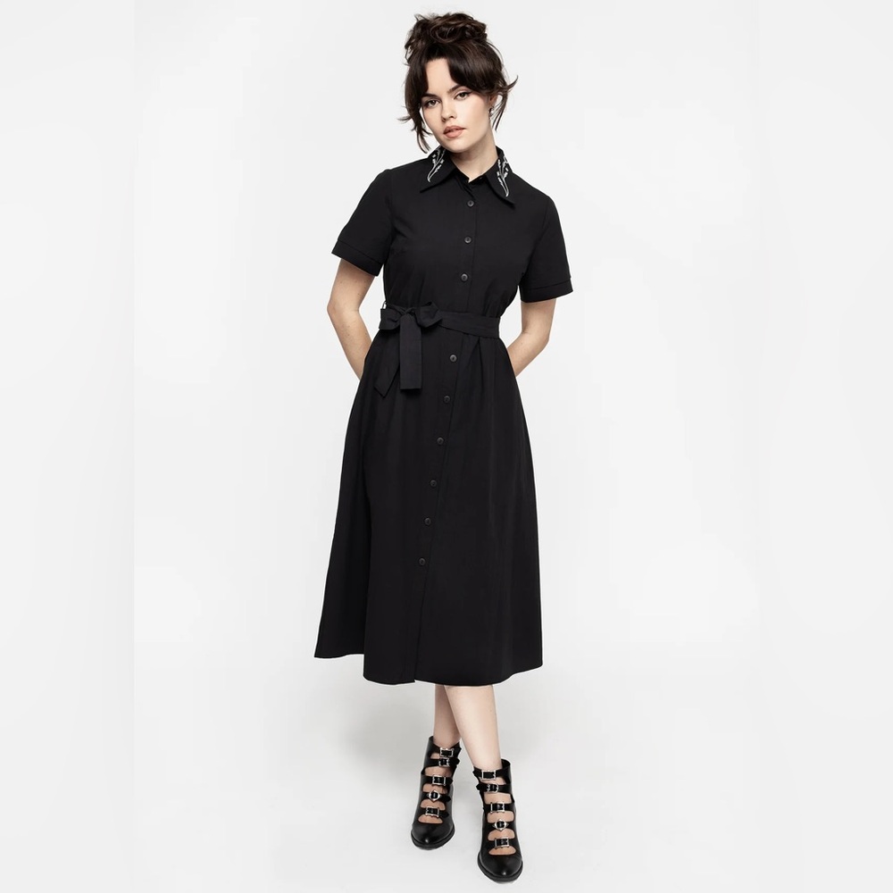 NWT Disturbia Goodfellow Embroidered Collar Midi Shirt Dress, Size 10